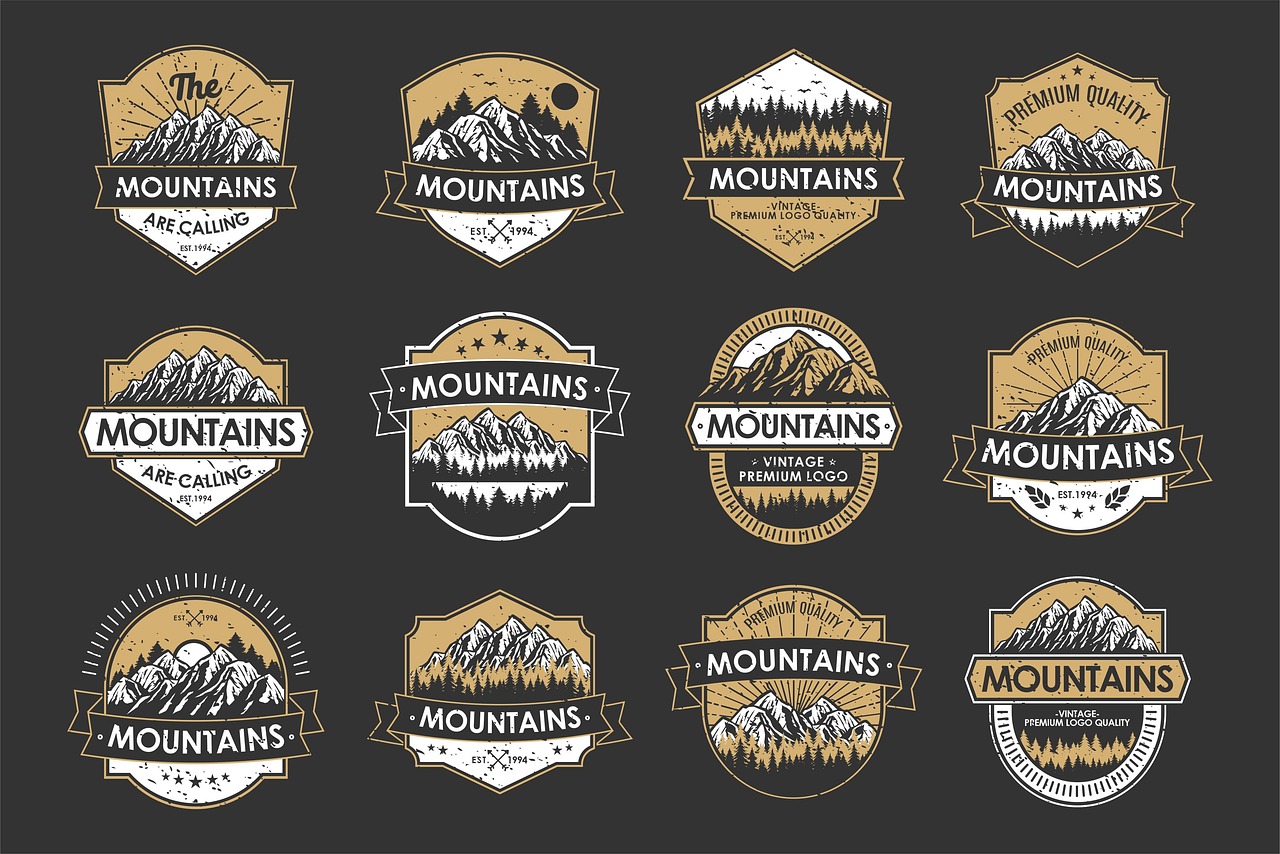 mountains, adventure, logo, badge, climbing, forest, nature, landscape, outdoors, label, shirt design, vintage, sticker, set, design, logo, logo, logo, badge, badge, badge, shirt design, sticker, sticker, sticker, sticker, sticker